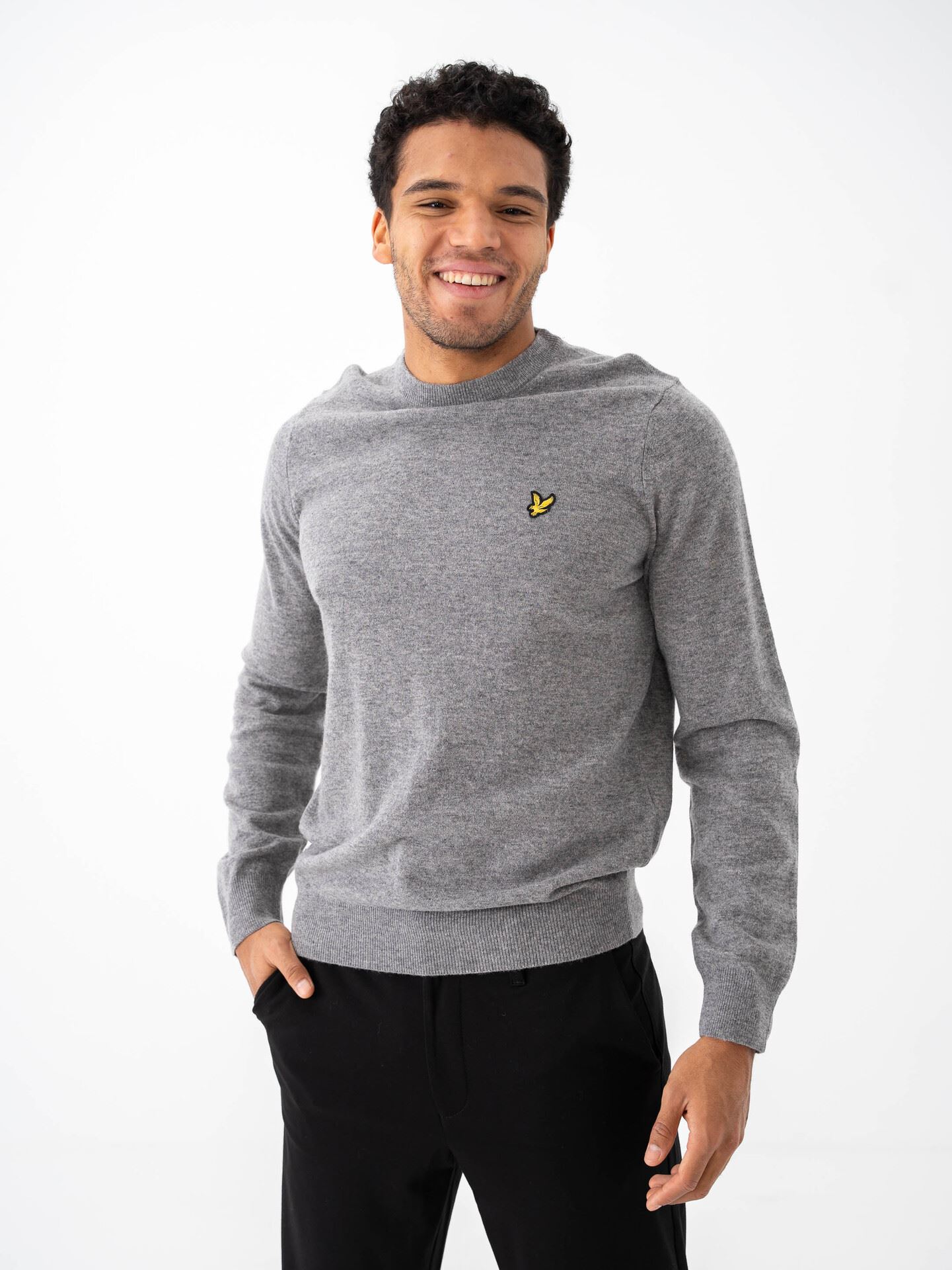 Lyle & Scott Lambswool Blend Crew Neck Jumper Mid Grey Marl