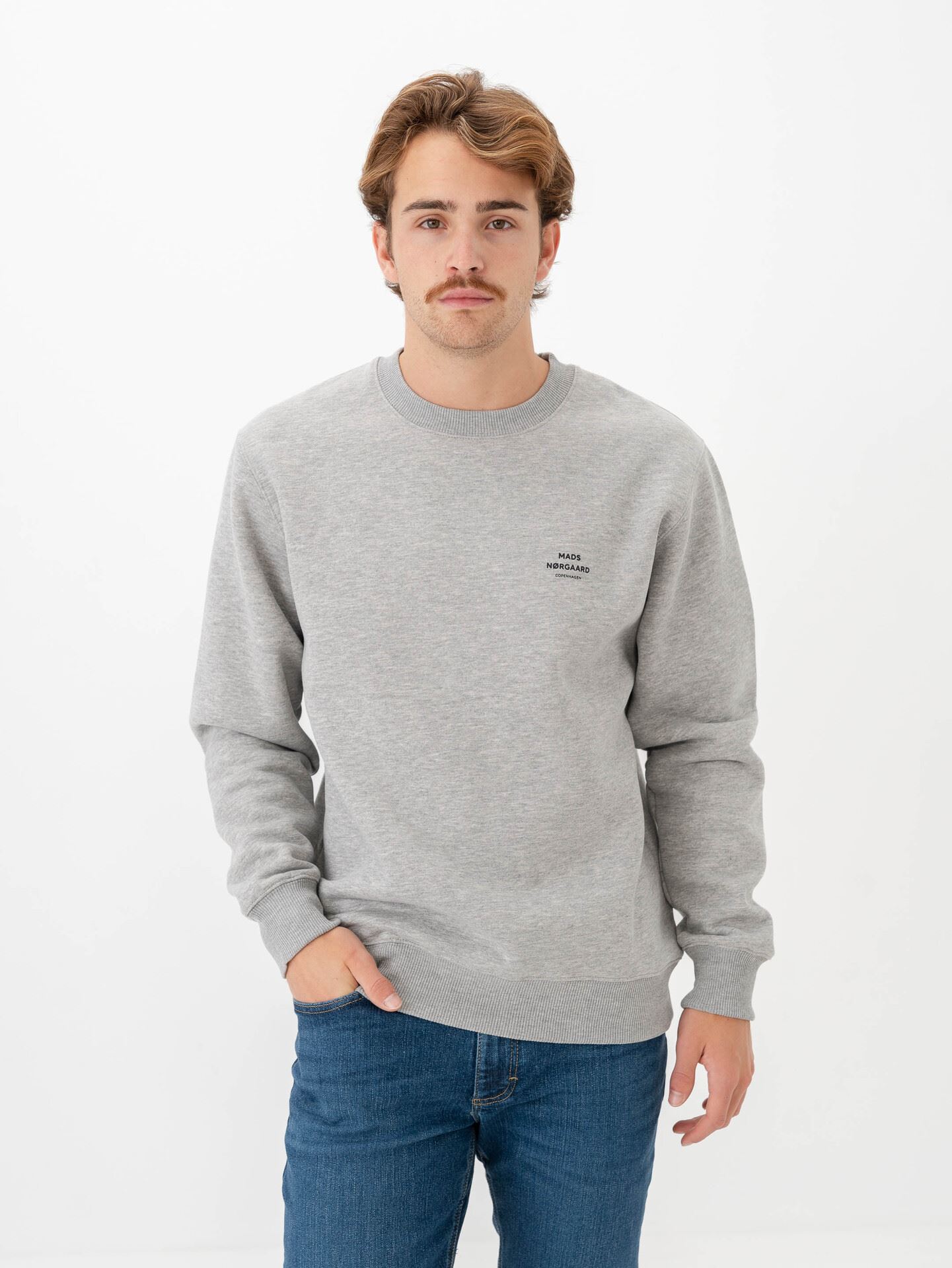 Mads Nørgaard Standard Crew Logo Sweat Grey Melange