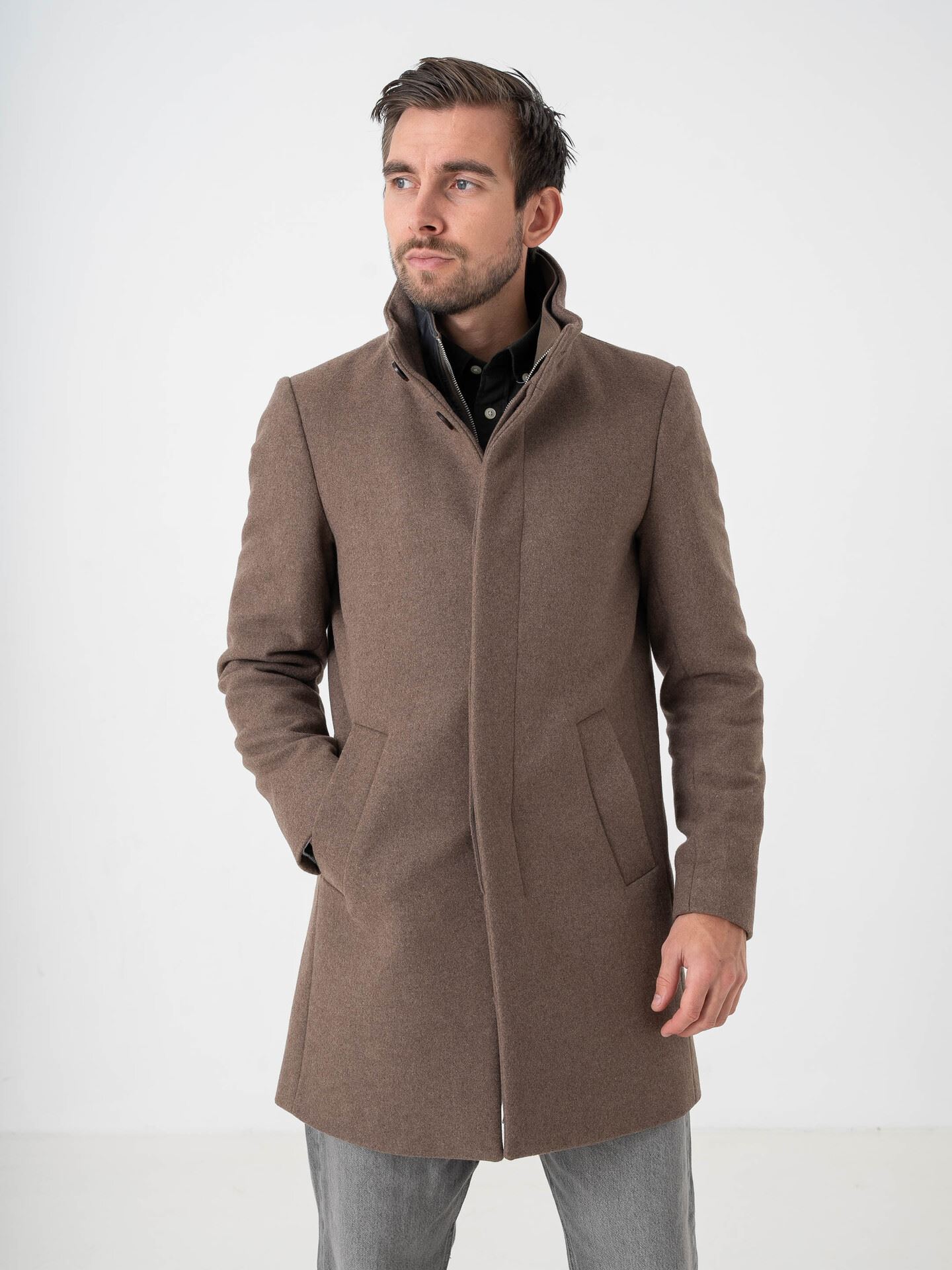 Matinique Harvey Wool Coat Walnut