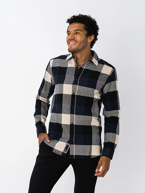 Only & Sons Gudmund Check Shirt Dark Navy