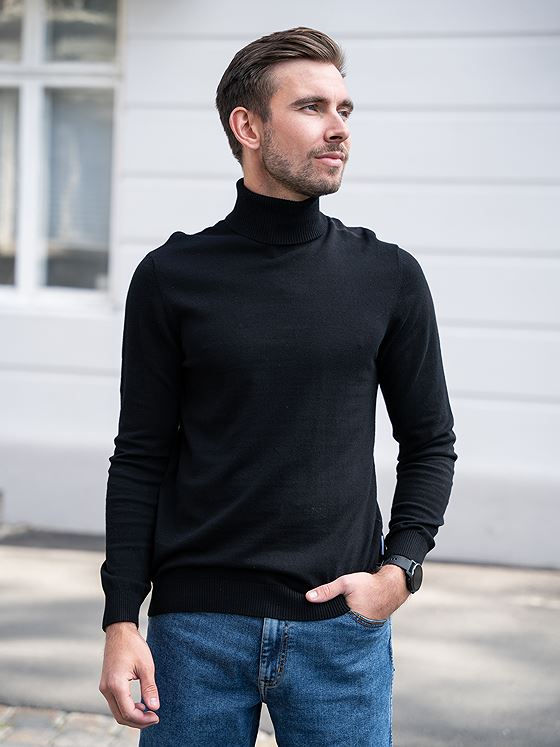 Only & Sons Loui Reg Mel Roll Knit Black