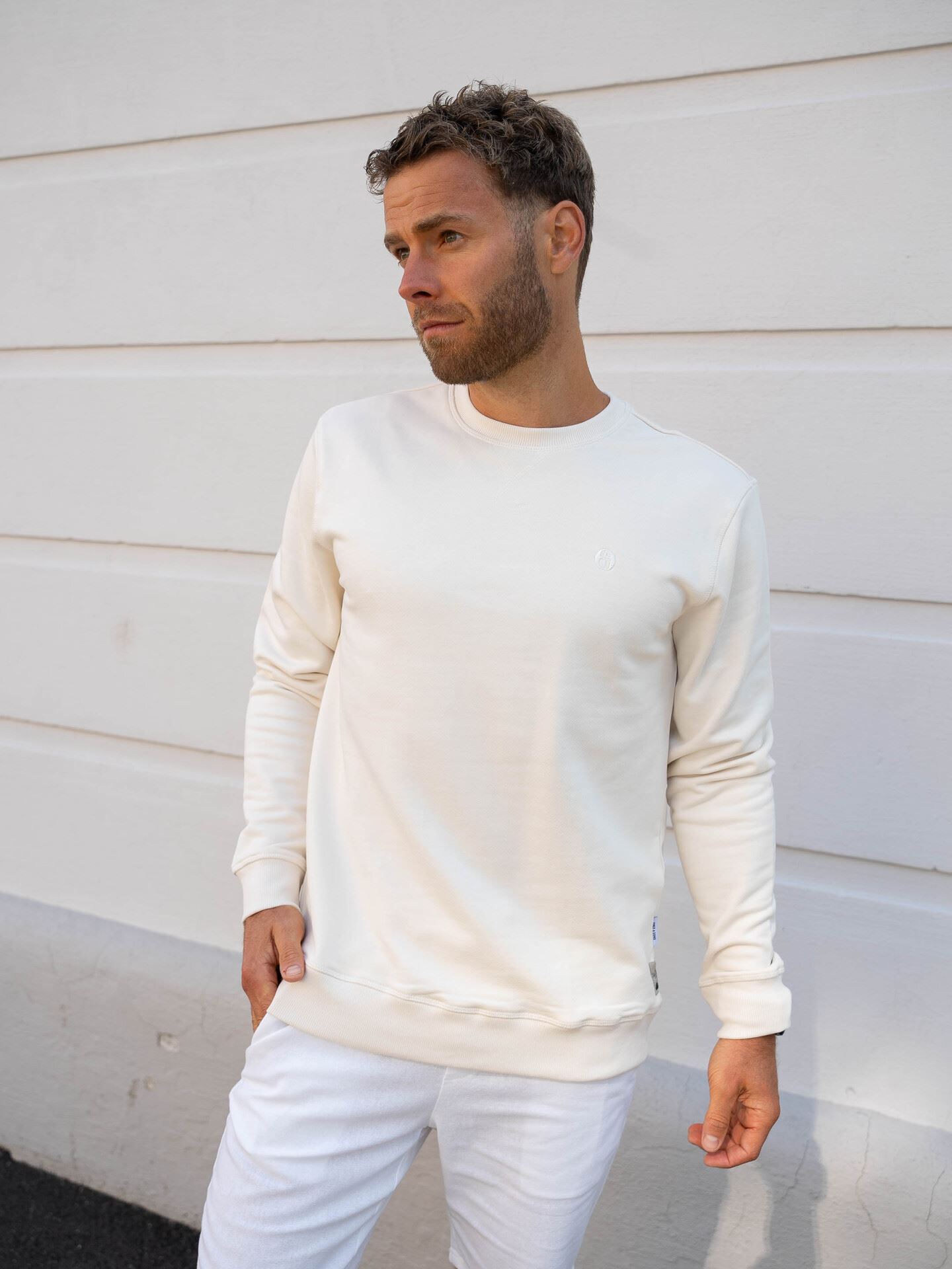 Only & Sons Dan Unbrushed Reg Crew Neck Sweat Antique White