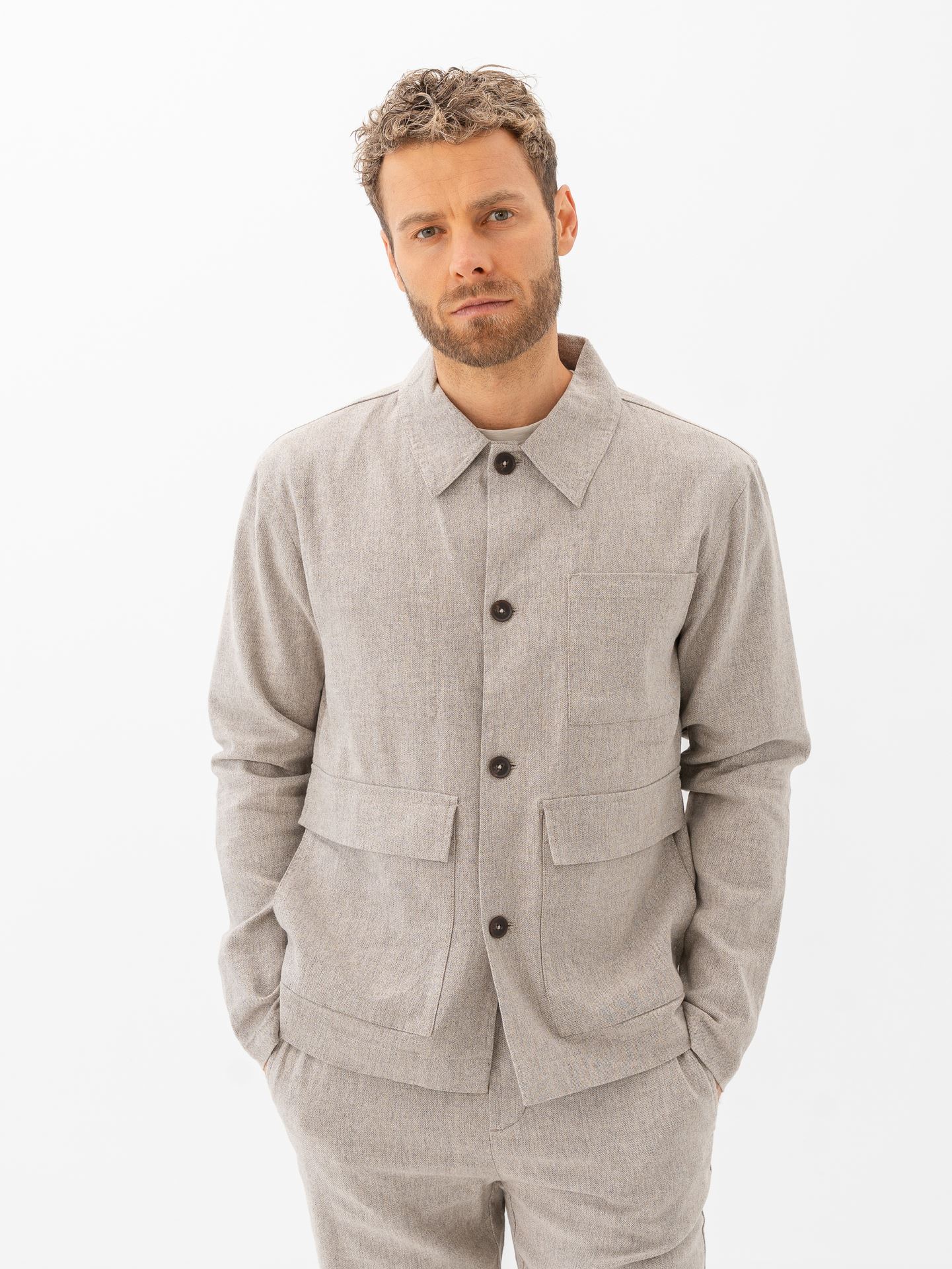 Only & Sons Kane Linen Mix Casual Jacket Raw Ecru