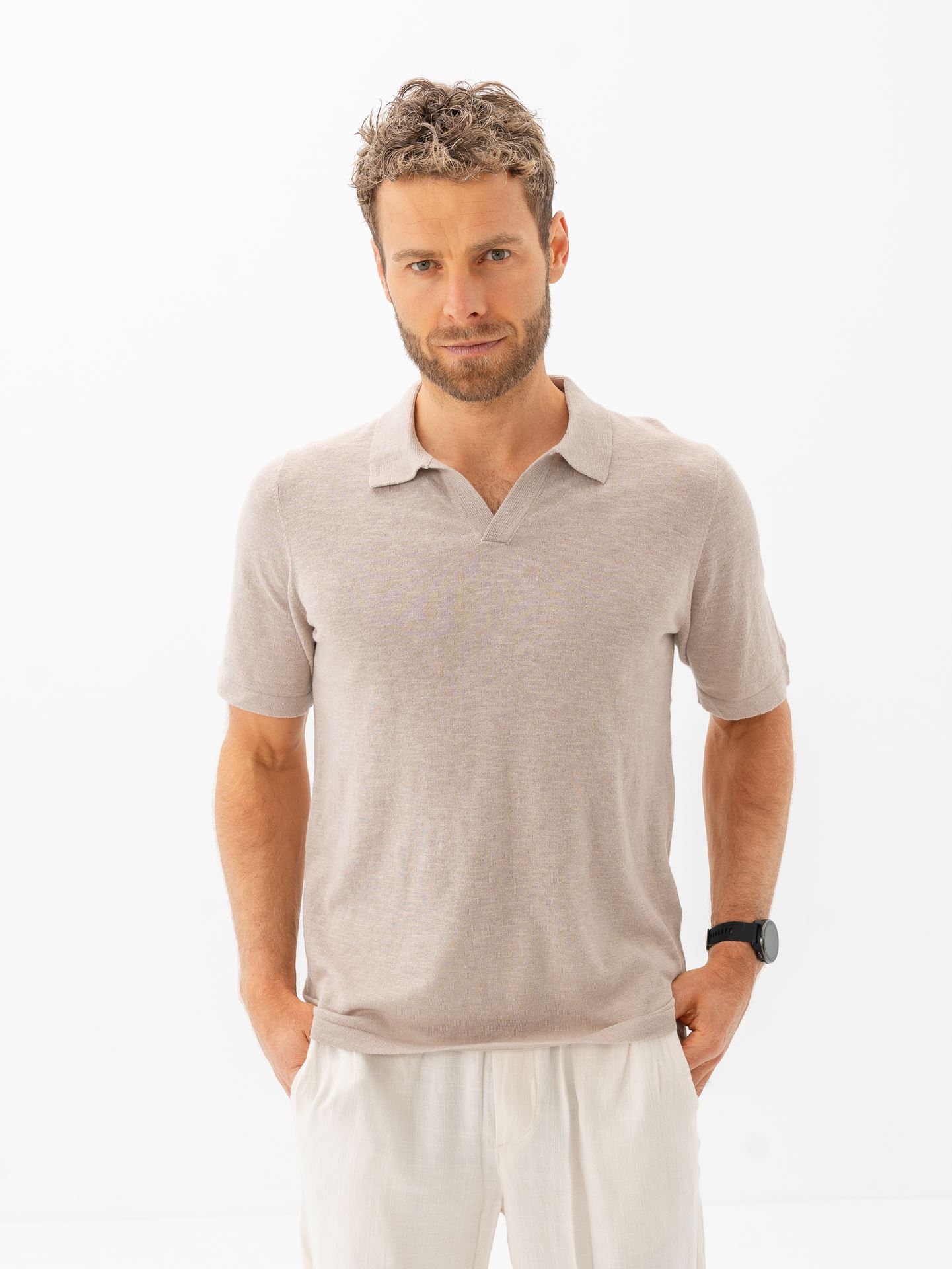 Only & Sons George Reg Linen Short Sleeve Polo Knit String