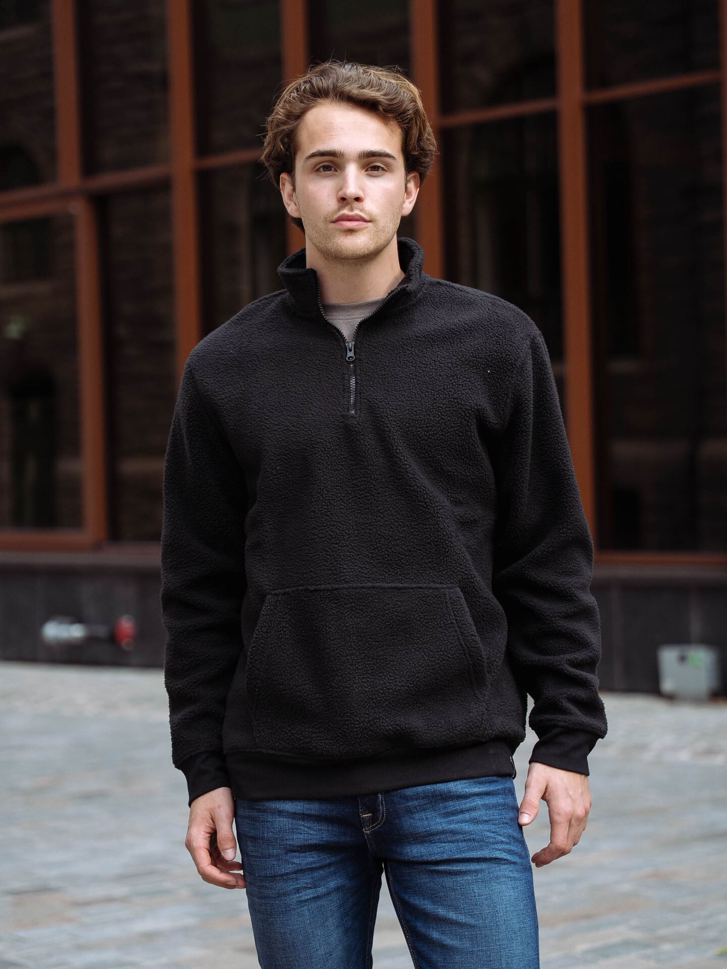 Only & Sons Emilio Reg Teddy Zip Sweat Black
