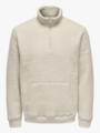 Only & Sons Emilio Reg Teddy Zip Sweat Silver Lining