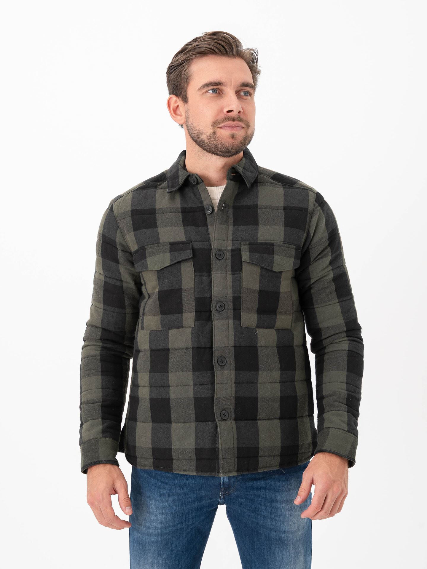 Only & Sons Gudmund Check Shacket Forest Night