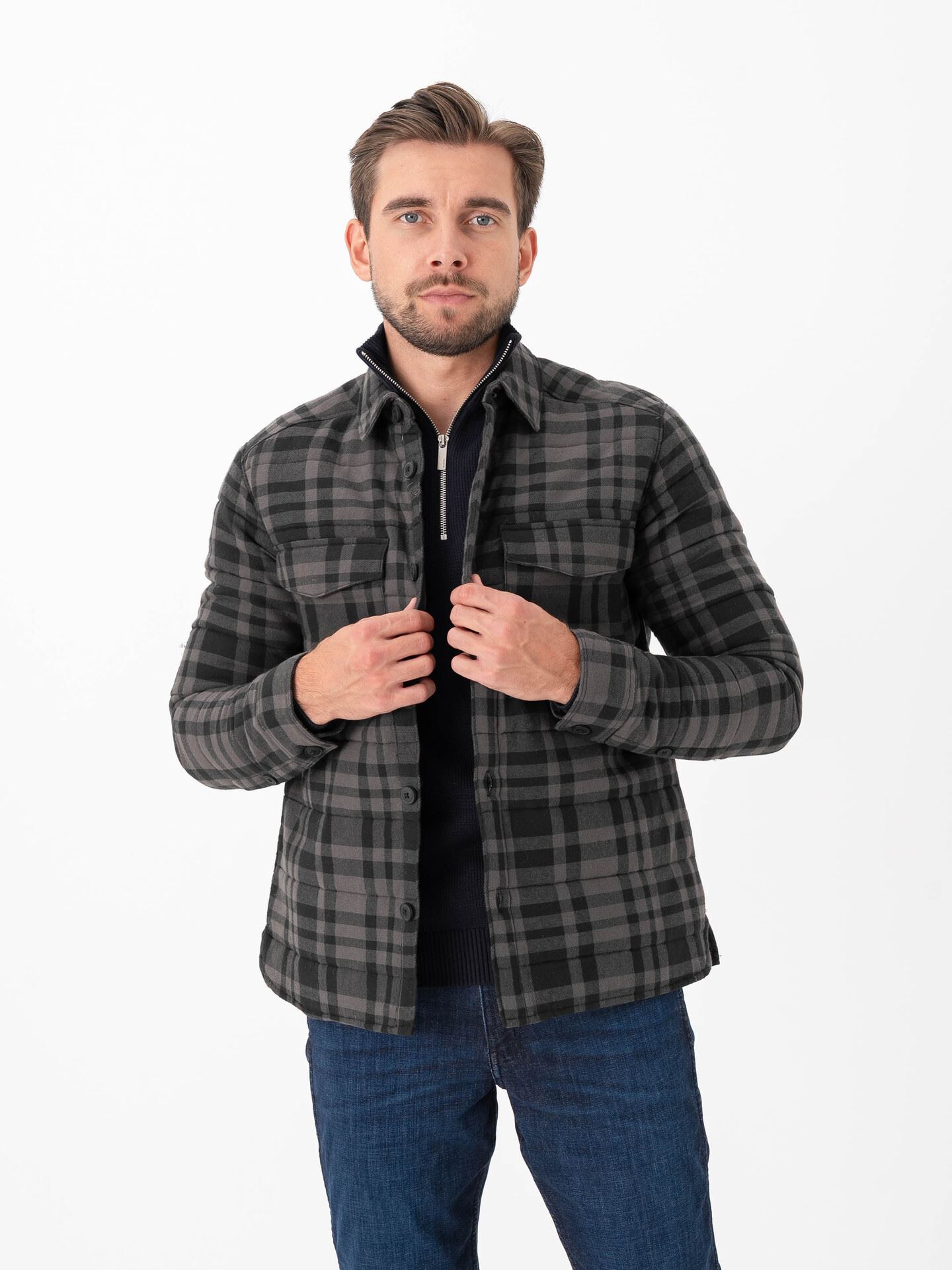 Only & Sons Gudmund Check Shacket Jet Black