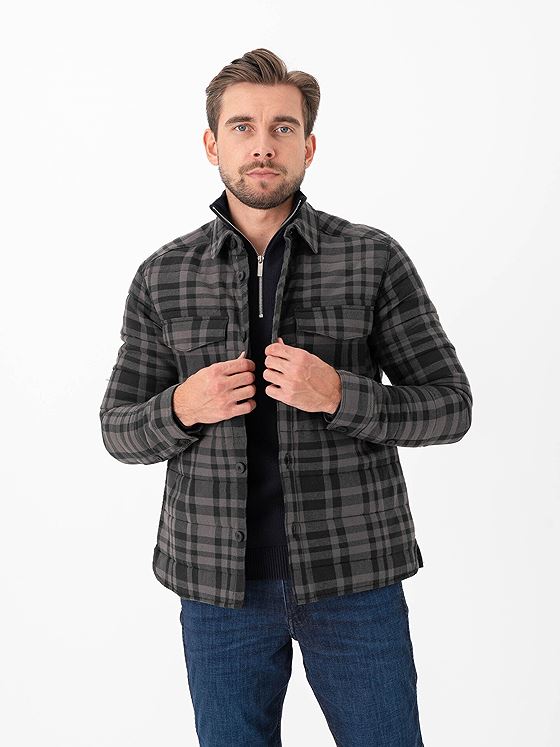 Only & Sons Gudmund Check Shacket Jet Black