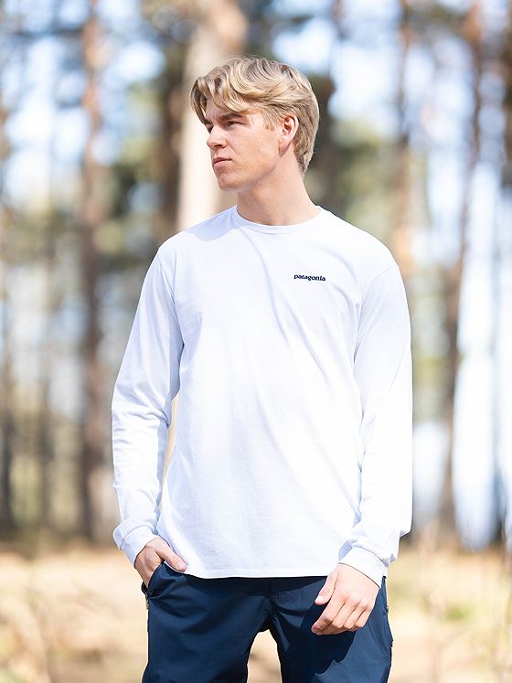 Patagonia Long Sleeve P-6 Logo Responsibili-T White