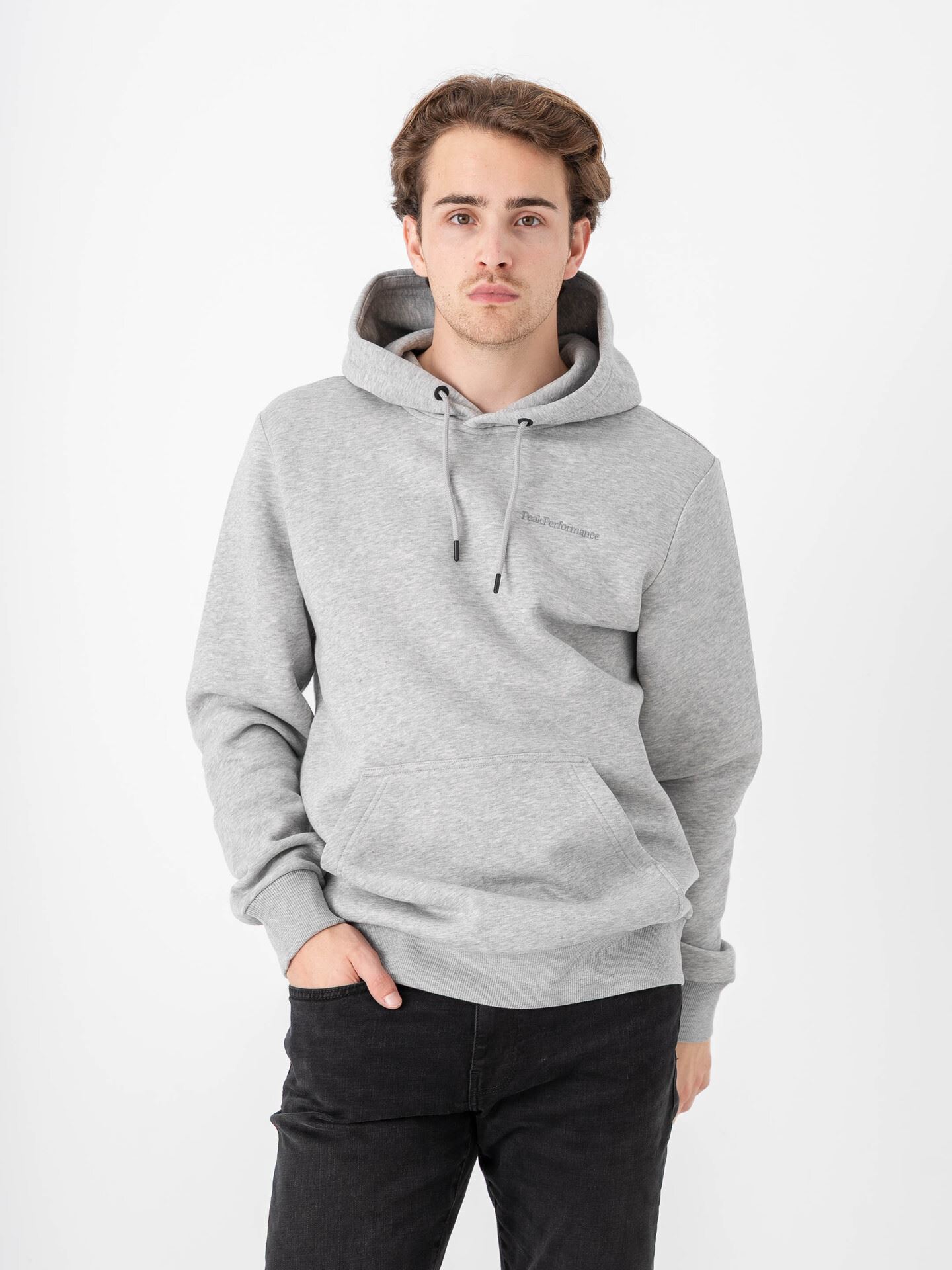 Peak Performance M Original Small Logo Hood MED GREY MELANGE