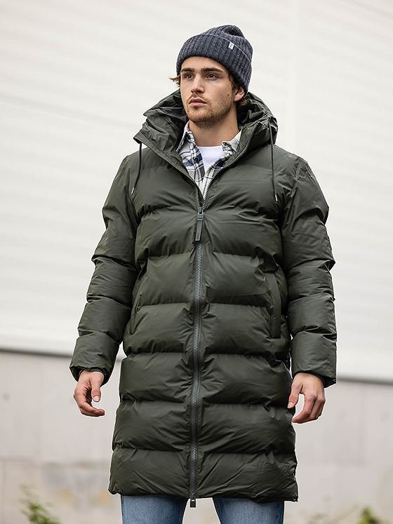 Rains Alta Longer Puffer Jacket Green