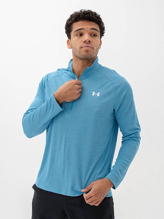 Under Armour Tech Textured 1/2 Zip Ether Blue / White