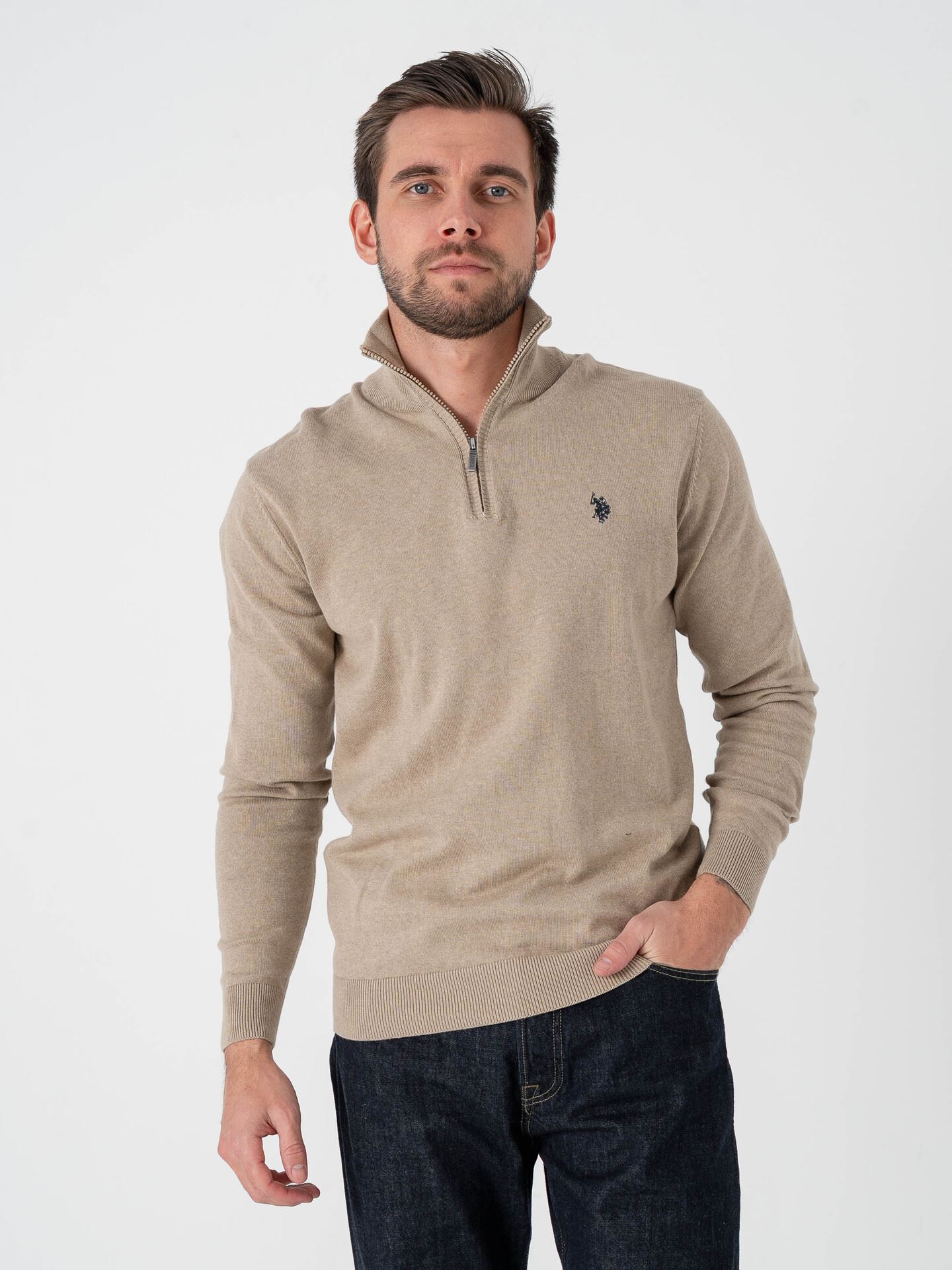 U.S. Polo Assn. Assn. Brison Knit Half Zip Crockery Melange