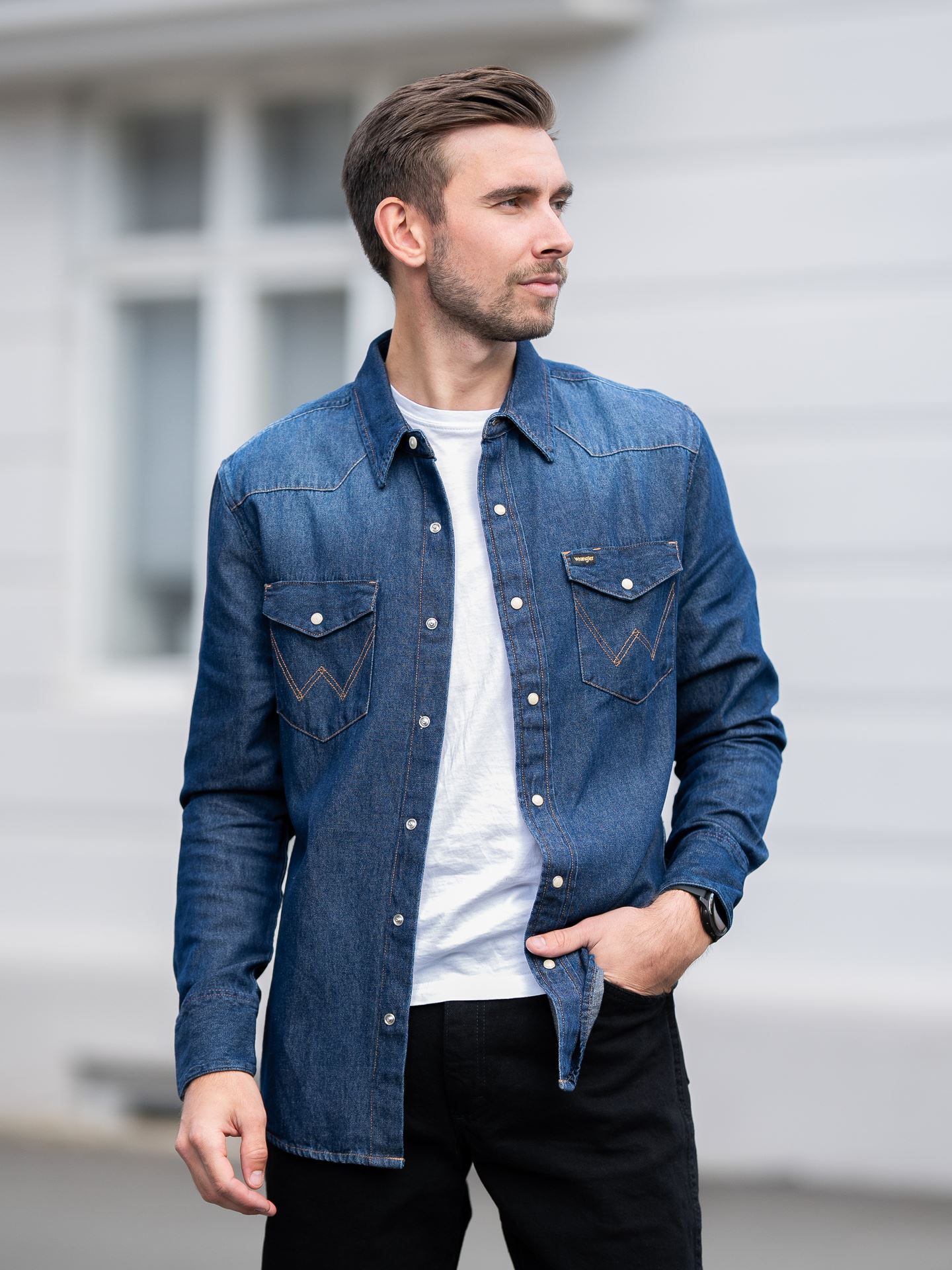 Wrangler 27mw Western Shirt Dark Stone