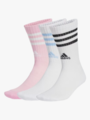 adidas 3-Stripes Crew Sock 3PK White / True Pink