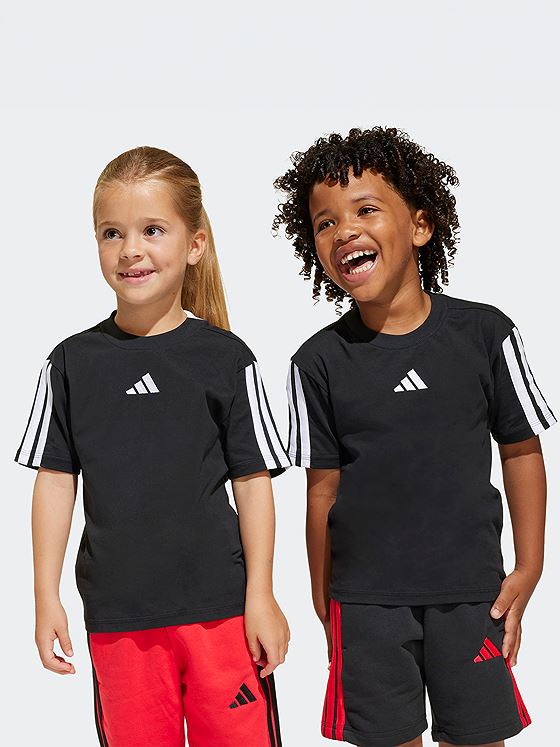 adidas 3-Stripes Tee 160 Kids Black / White