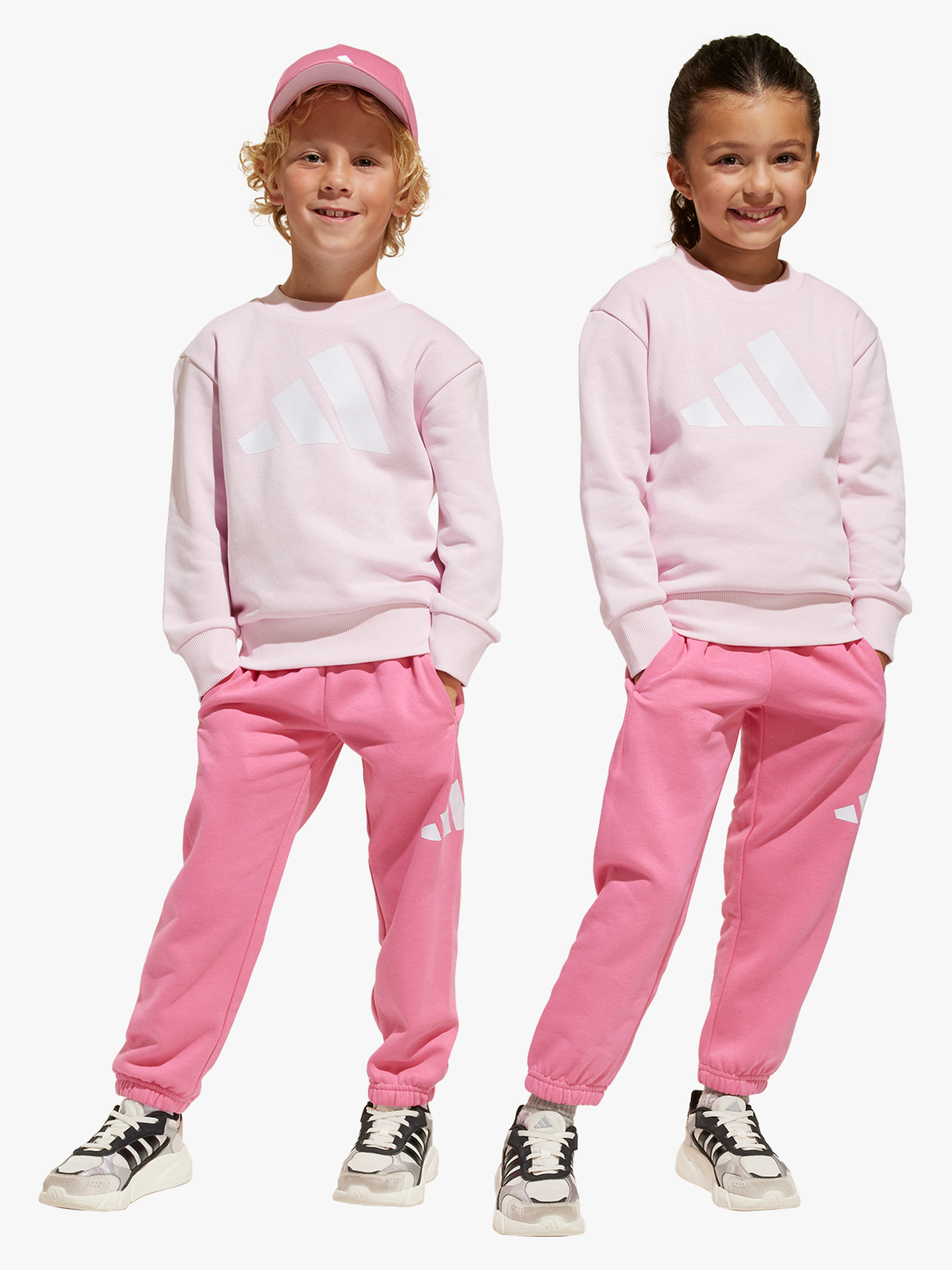 adidas Big Logo Fleece Jog Sett Kids CLPINK/WHITE