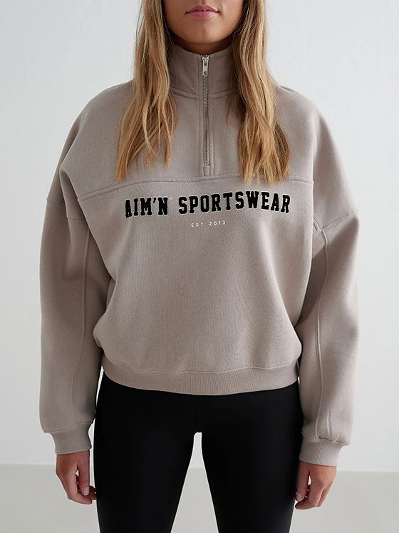 Aim'n Varsity Sweat Half Zip Dark Clay