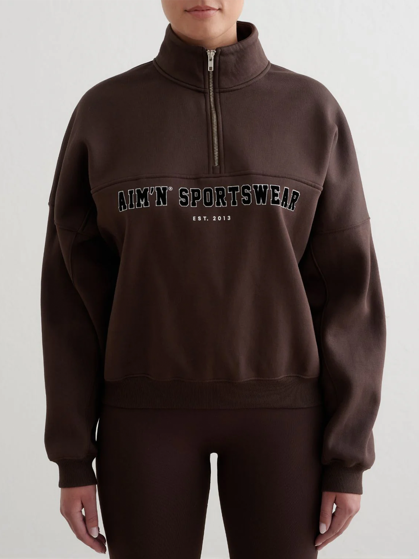 Aim'n Varsity Sweat Half Zip Chocolate