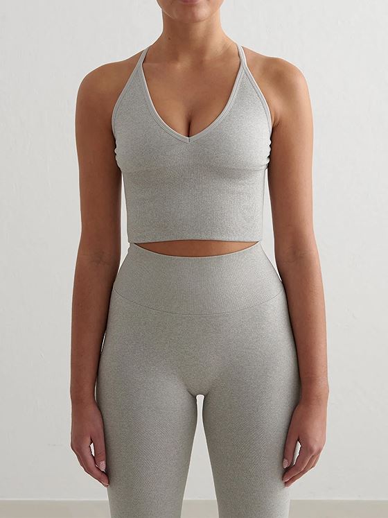 Aim'n Shape Seamless Cross Back Bralette Grey Melange