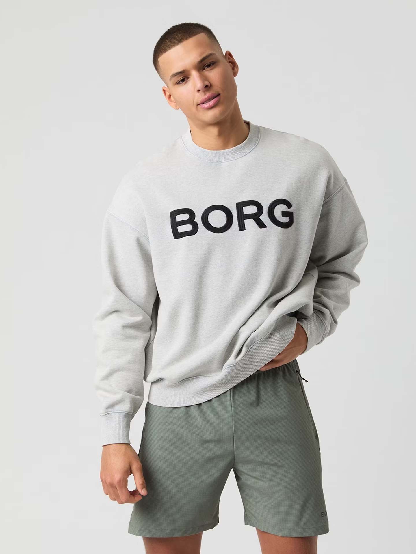 Björn Borg Borg Borg Oversized Logo Sweatshirt Light Grey Melange