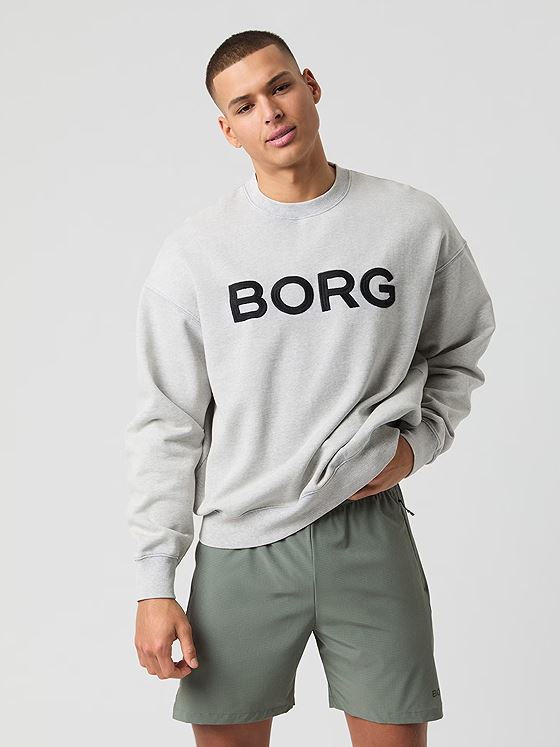 Björn Borg Borg Borg Oversized Logo Sweatshirt Light Grey Melange