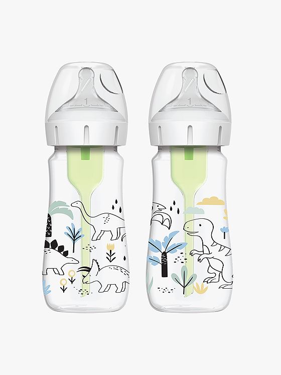 Dr Brown Wideneck 270ml 2-pakk Dinosaur Flerfarget