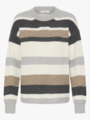 B.YOUNG Onema O-Neck Knit Grey Melange Stripe Mix