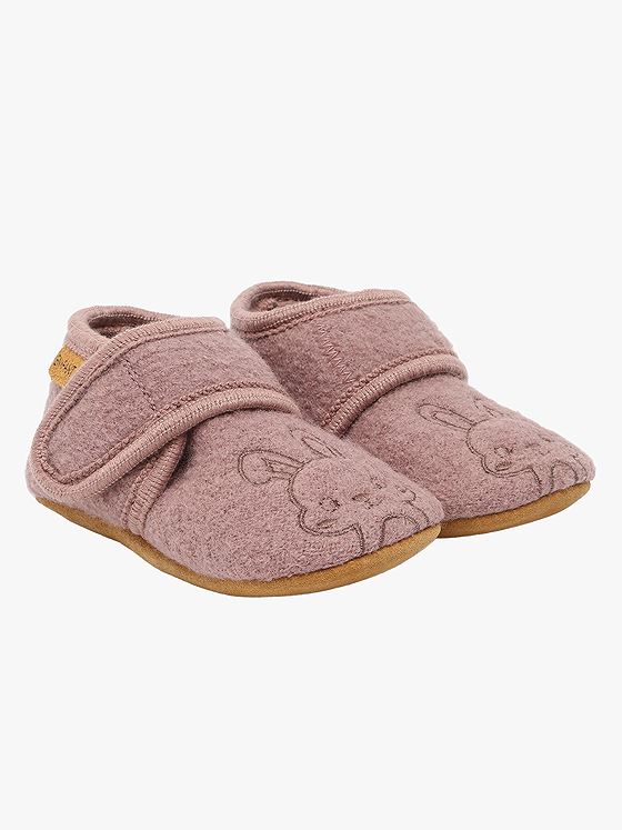 En Fant Wool Slippers w. Embroidery Marron