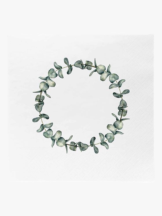 Sögne Serviett Eucalyptus Krans Hvit