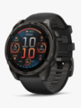 Garmin fenix 8–47 mm, AMOLED Sapphire, Karbongrå DLC-titan med sort/steingrå silikonrem