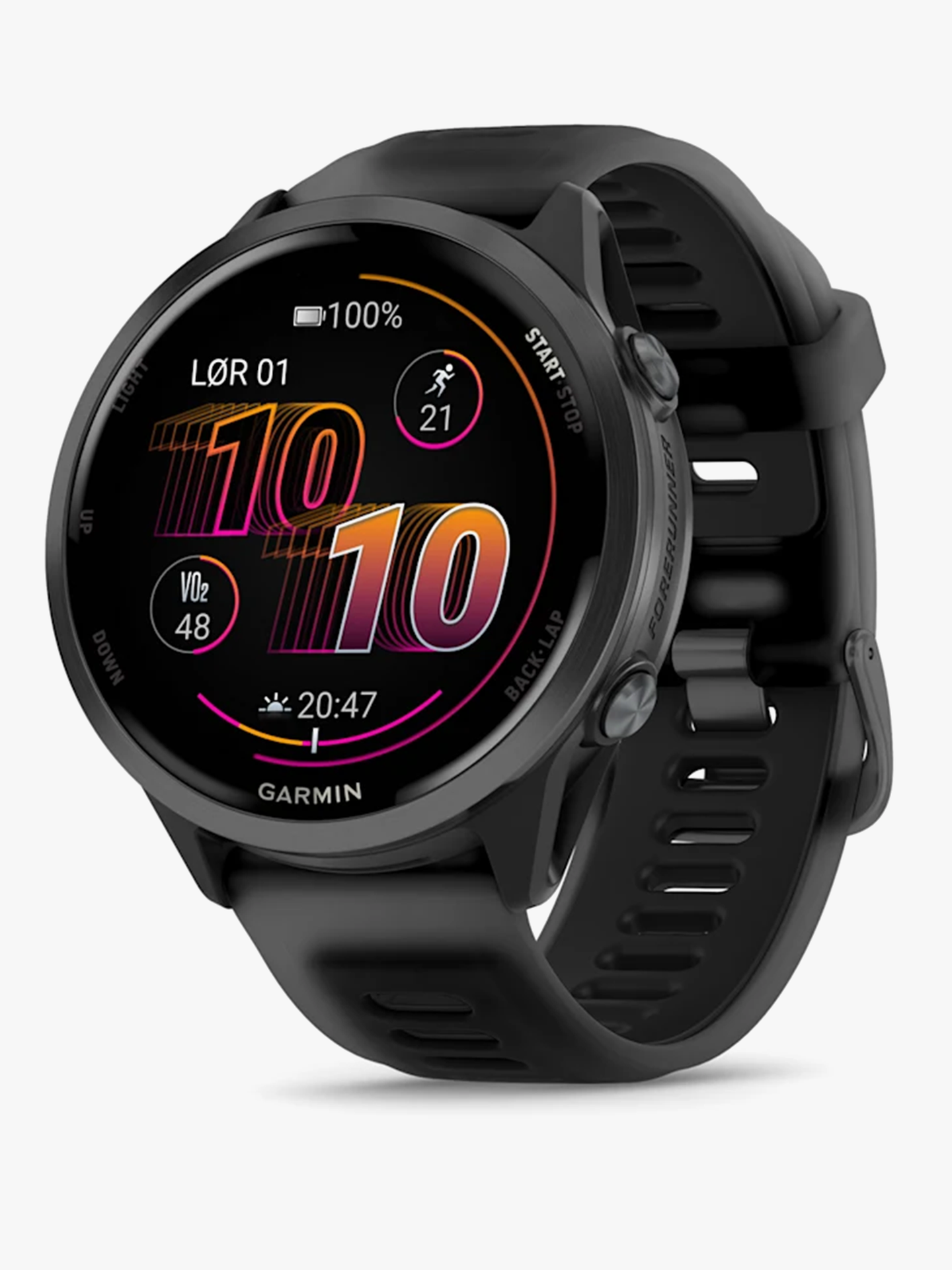 Garmin Forerunner 570 - 47mm Skifergrå aluminium med gjennomsiktig sort/sort rem