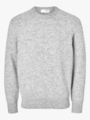 Selected Homme Rai Long Sleeve Knit Crew Neck Light Grey Melange