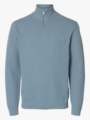 Selected Homme Dane Long Sleeve Knit Structure Half Zip Dusty Blue