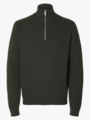 Selected Homme Dane Long Sleeve Knit Structure Half Zip Deep Forest