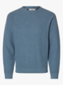 Selected Homme Ross Long Sleeve Knit Structure Crew Neck Blue Mirage Dusty Blue