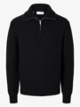 Selected Homme Land Long Sleeve Knit Half Zip Black