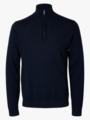 Selected Homme Tray Long Sleeve Knit Merino Half Zip Navy Blazer