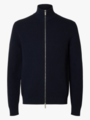 Selected Homme Dane Long Sleeve Knit Structure Full Zip Sky Captain
