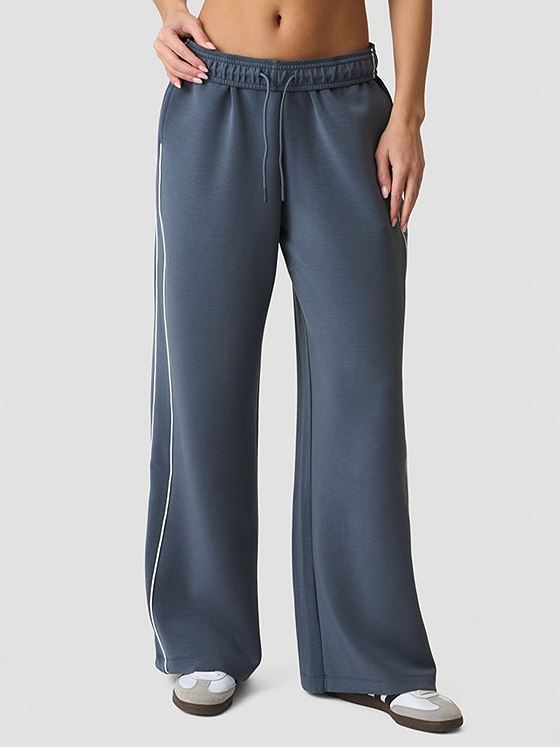 ICIW Contrast Straight Leg Pants Misty Blue