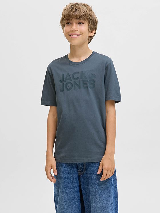 Jack and Jones Junior Corp Logo Tee O-Neck Jnr Stormy Weather
