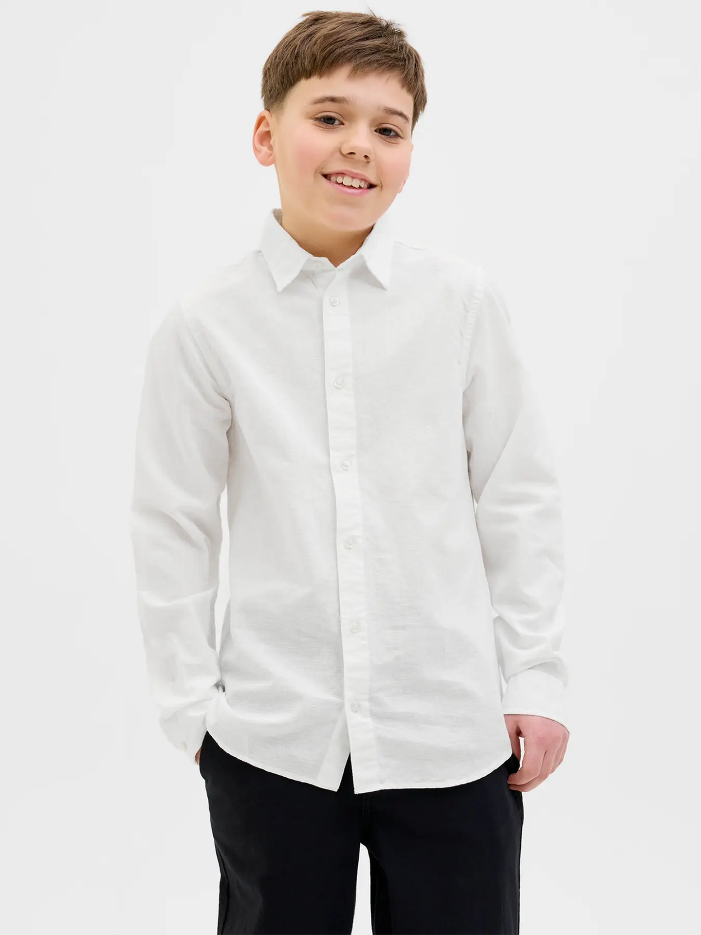 Jack and Jones Junior Breeze Shirt Long Sleeve Junior White