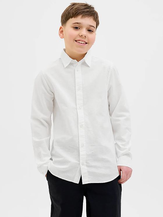 Jack and Jones Junior Breeze Shirt Long Sleeve Junior White