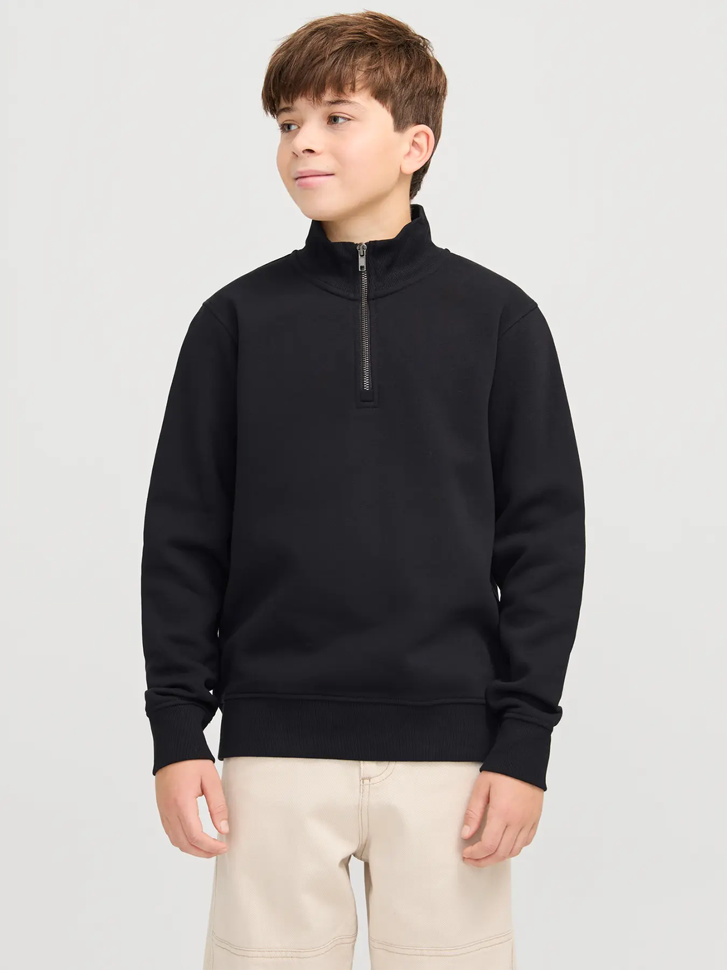Jack and Jones Junior Bradley Sweat Half Zip Junior Black