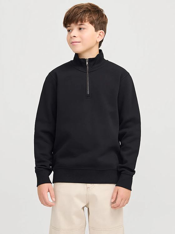 Jack and Jones Junior Bradley Sweat Half Zip Junior Black