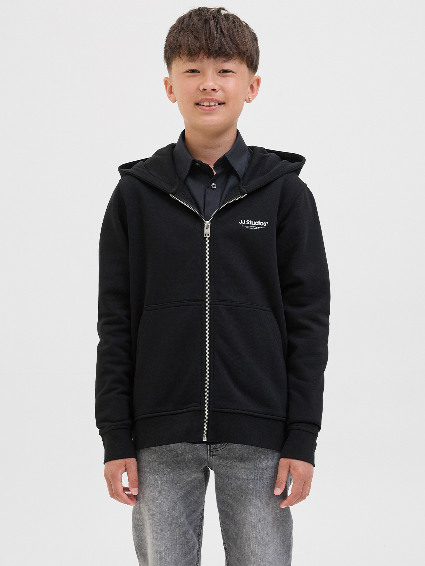 Jack and Jones Junior Soho Sweat Zip Hood Black
