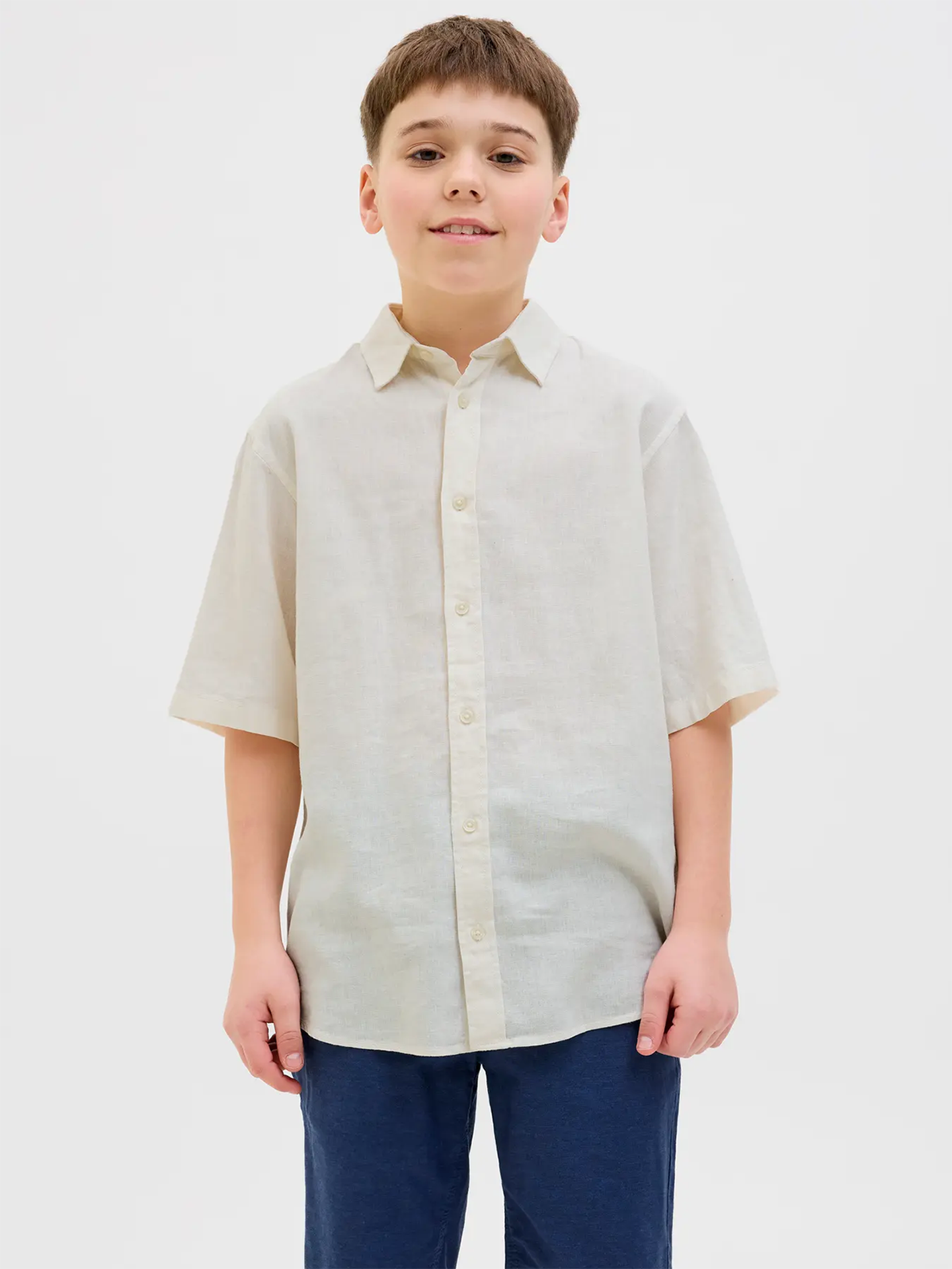 Jack and Jones Junior Paros Oversized Shirt Short Sleeve Junior Antique White