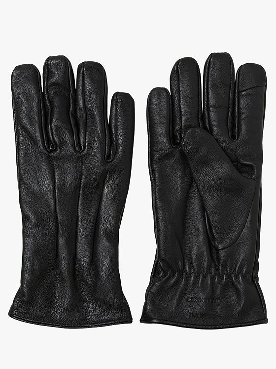 Jack and Jones Montana Leather Gloves Black