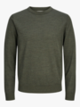 Jack and Jones Merino Knit Crew Neck Green / Peat